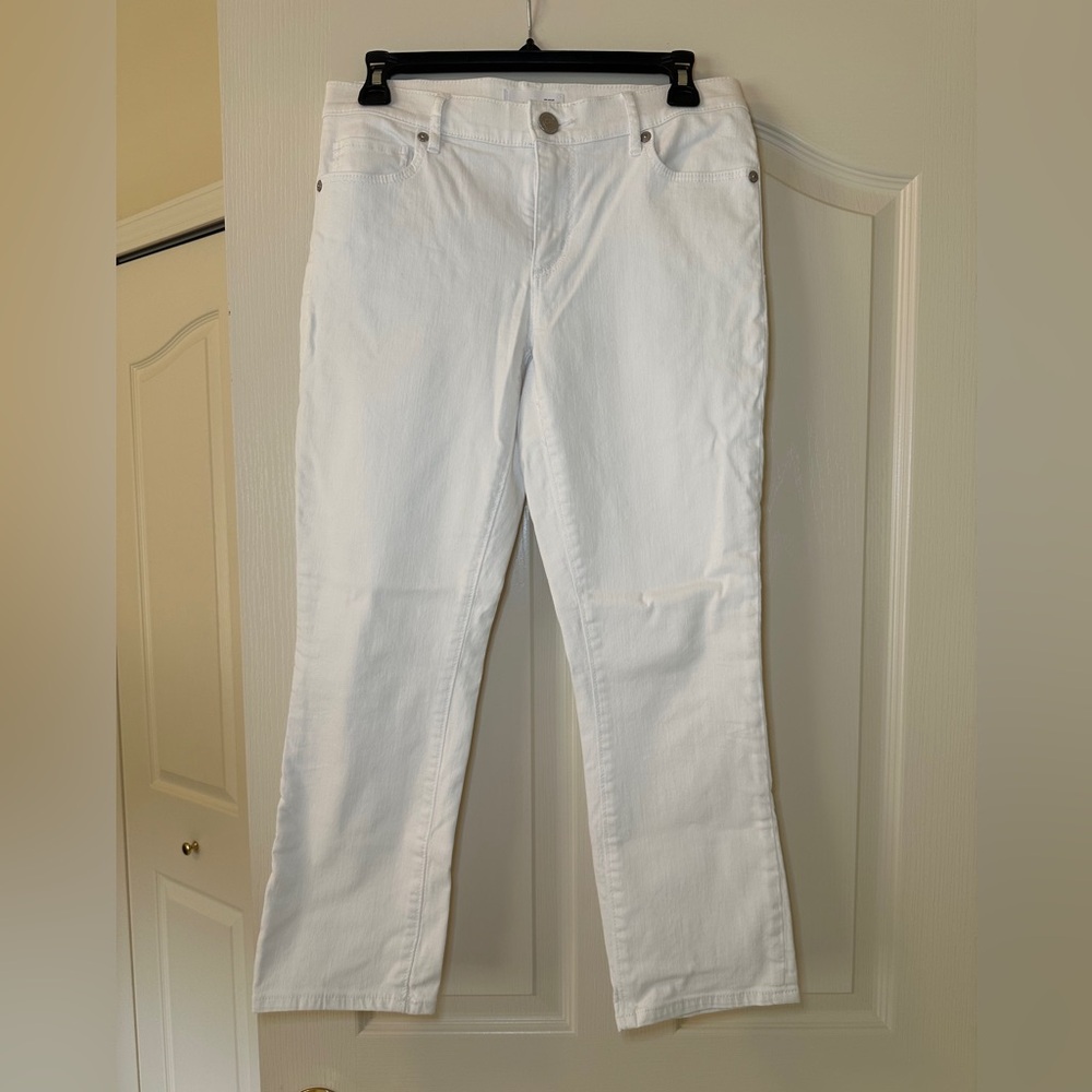 Loft Modern Kick Crop White Denim Size 27/4